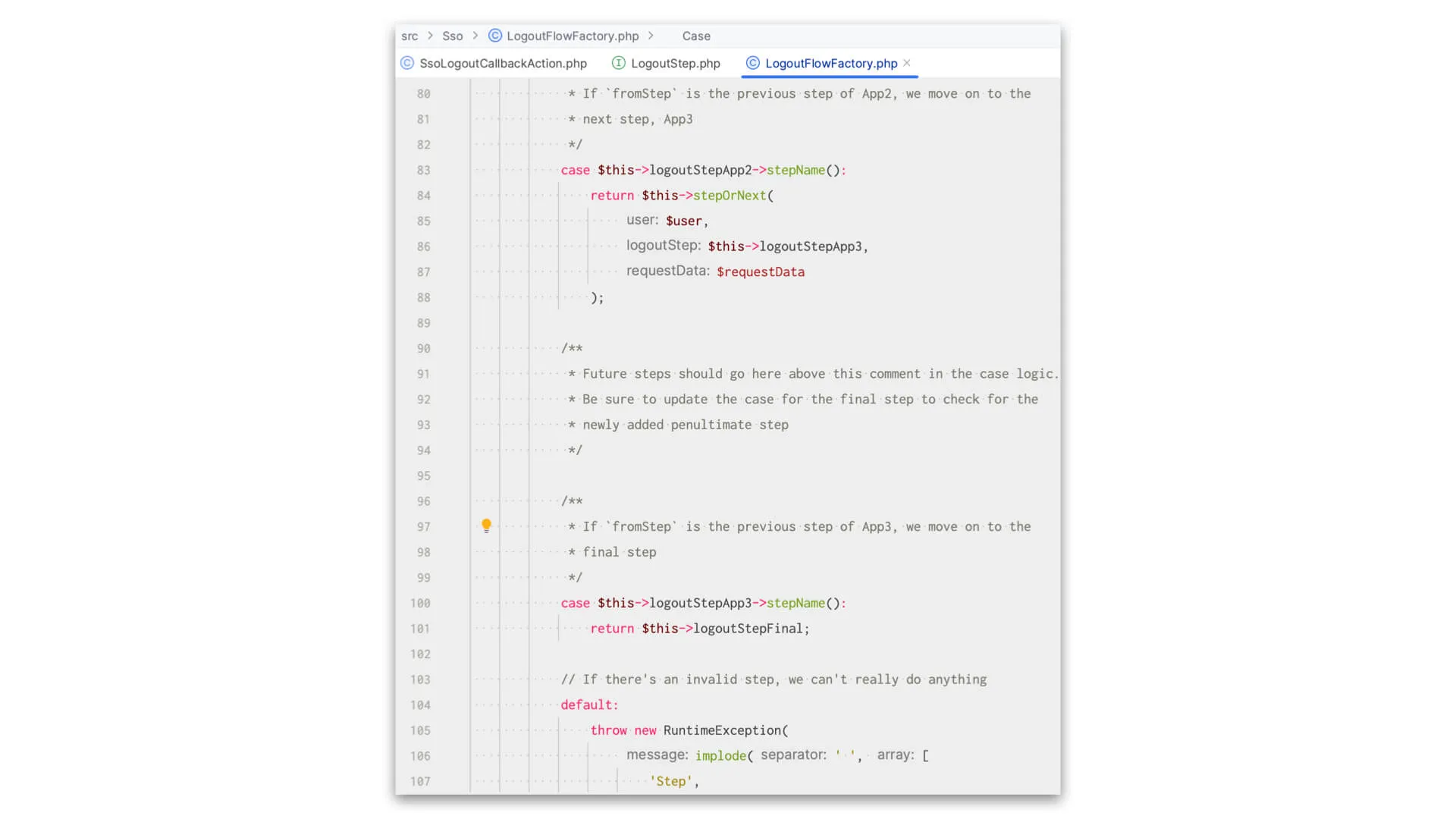 A screenshot of co-located code comments